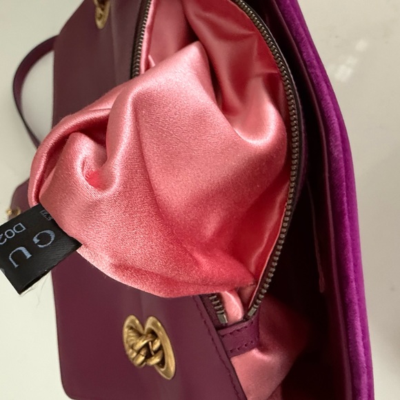 GUCCI GG Velvet Matelasse Loved Embroidered Medium Bag ~ Fuchsia Violet Cyclamen - Picture 15 of 16